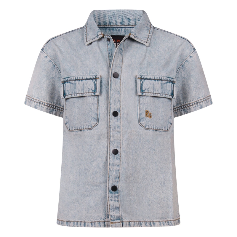 Ravagio Arief Z10220 overhemden Denim licht gebleekt