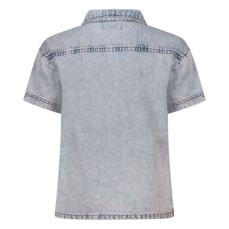 Ravagio Arief Z10220 overhemden Denim licht gebleekt