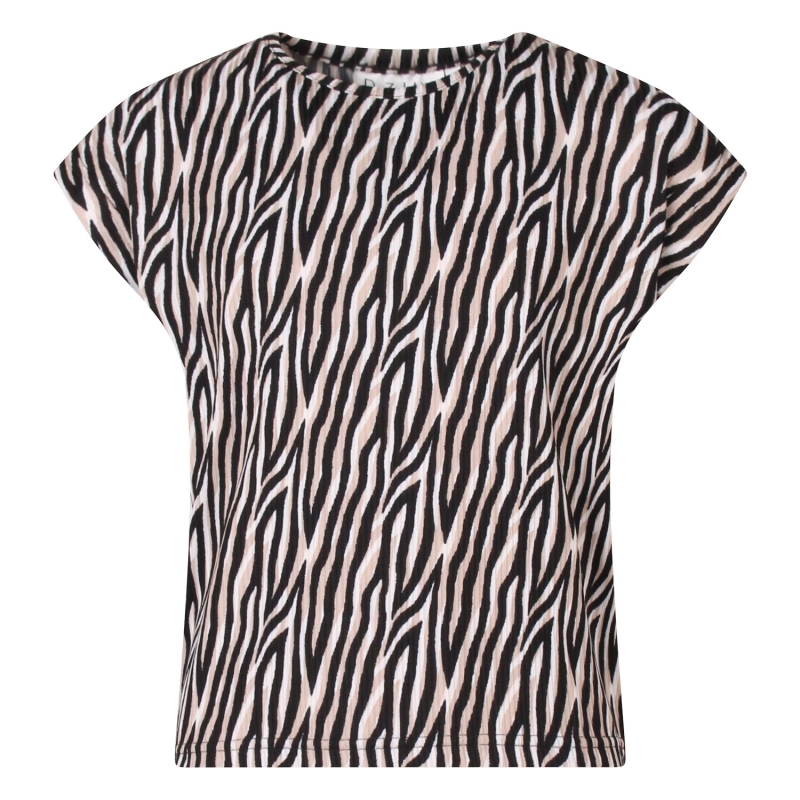 D-zine Stella aop Z10315 t-shirts korte mouw Zwart