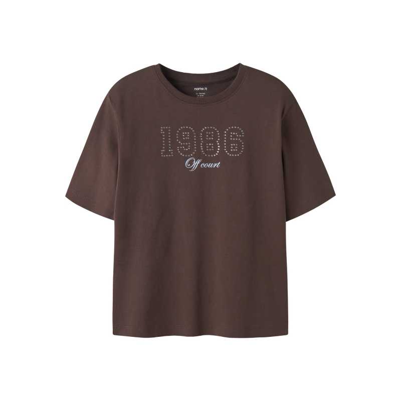 name it NKFKARINA SS NREG TOP PB t-shirts korte mouw Brown