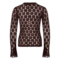 D-zine Lacy W20258 t-shirt lange mouw Bruin donker