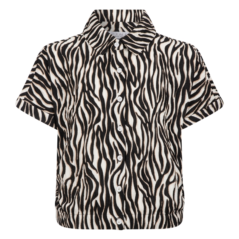 D-zine Asima Z10184 blouses korte mouw Zand