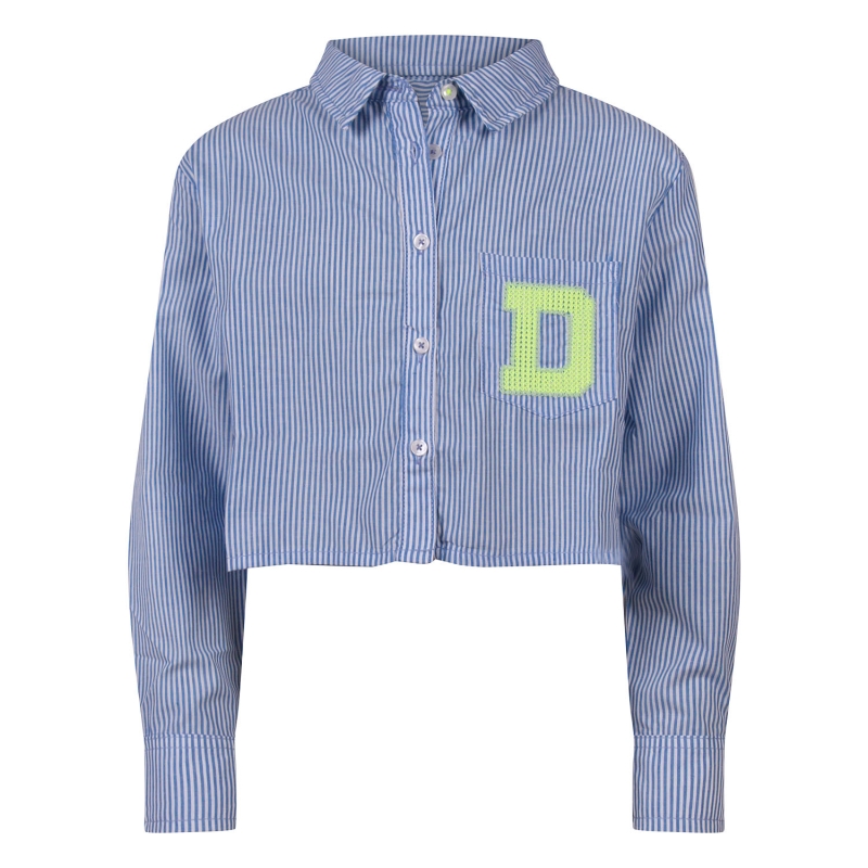 D-zine Arya Z10199 blouses lange mouw pastel bleu