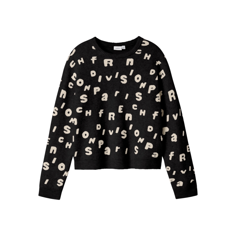 name it NKFOLINE LS KNIT BF pullovers Black