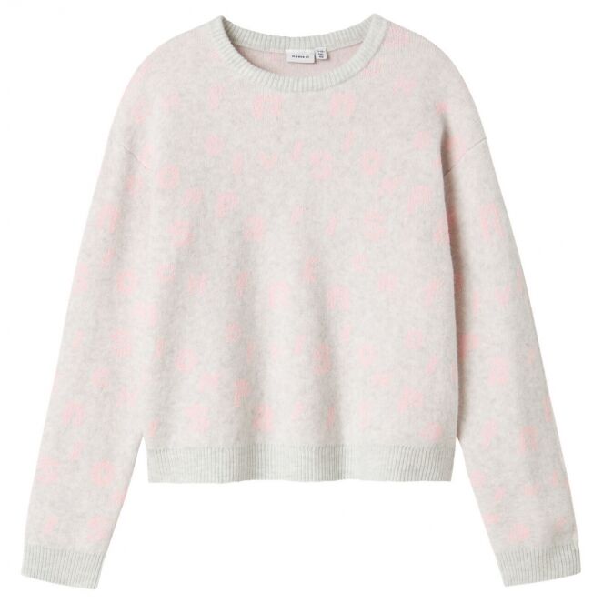 name it name it NKFOLINE LS KNIT BF Grijs Light Grey Melange name it NKFOLINE LS KNIT BF Meisjes pullover Grijs bestel je online bij www.bertusmode.nl/