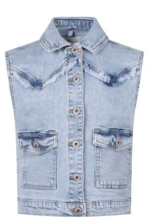 D-zine D-zine Nola gilet Z10335 Blauw snow bleached denim