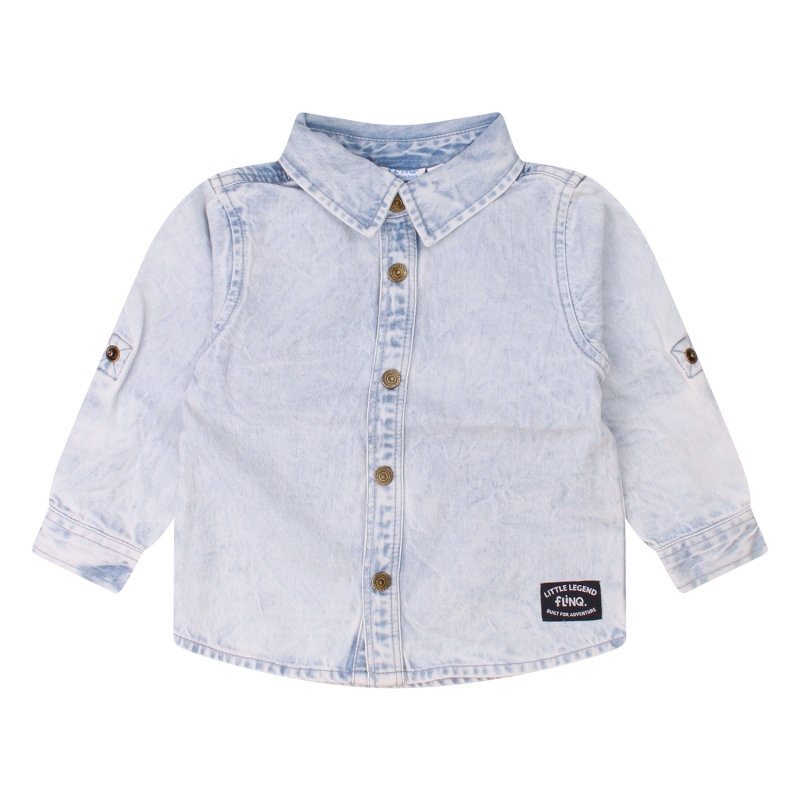 flinq Charlie Z10407 overhemd lm Denim licht gebleekt