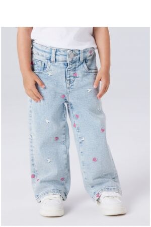 name it name it NMFROSE WIDE EMB JEANS  NOOS Blauw Light Blue Bleached Denim